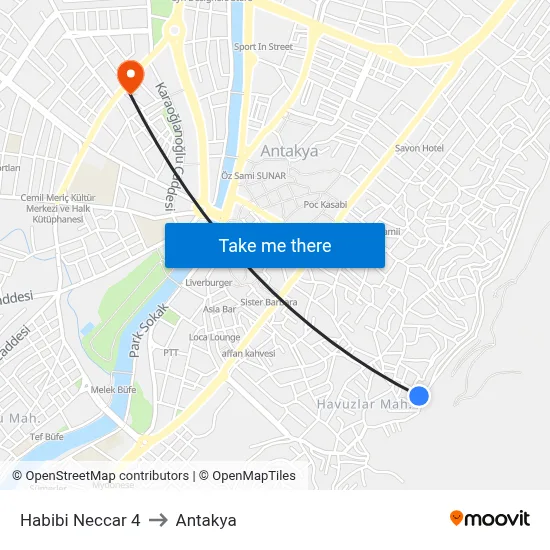Habibi Neccar 4 to Antakya map