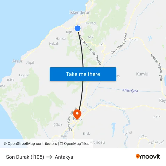 Son Durak (İ105) to Antakya map
