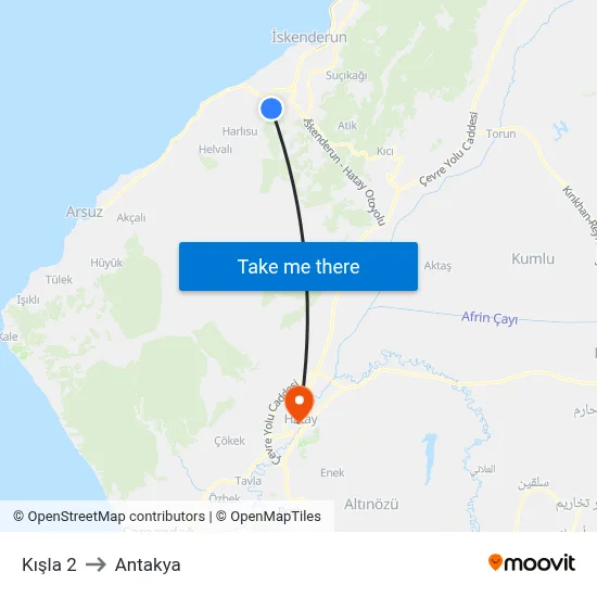 Kışla 2 to Antakya map
