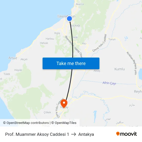 Prof. Muammer Aksoy Caddesi 1 to Antakya map