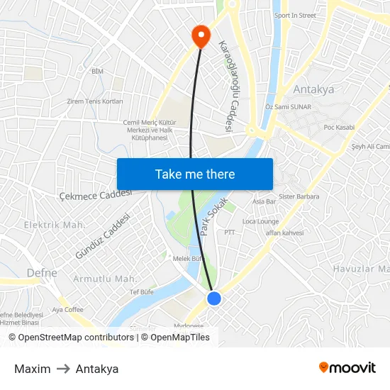 Maxim to Antakya map
