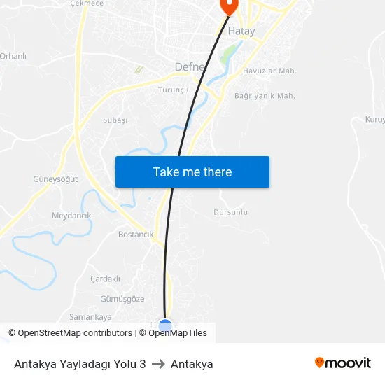 Antakya Yayladağı Yolu 3 to Antakya map