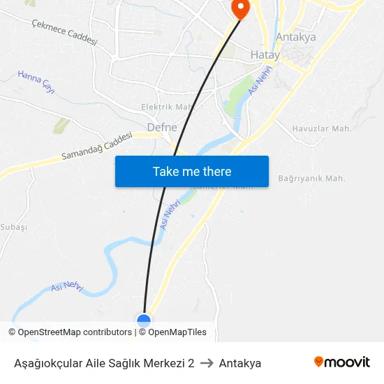 Aşağıokçular Aile Sağlık Merkezi 2 to Antakya map
