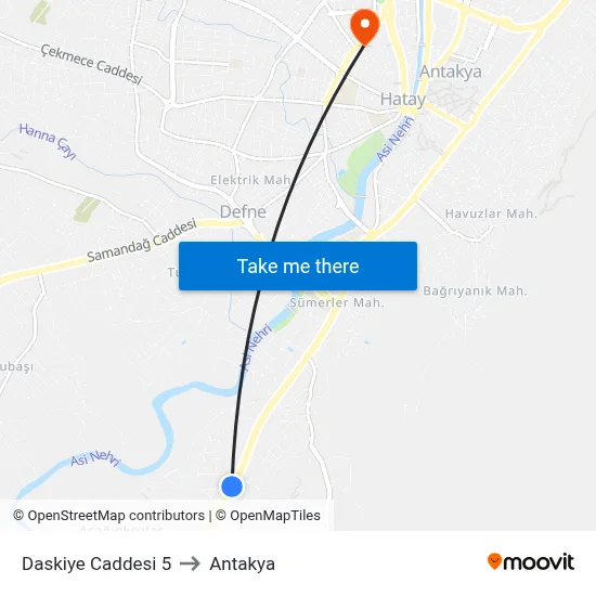 Daskiye Caddesi 5 to Antakya map