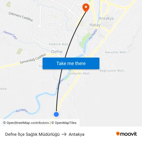 Defne İlçe Sağlık Müdürlüğü to Antakya map