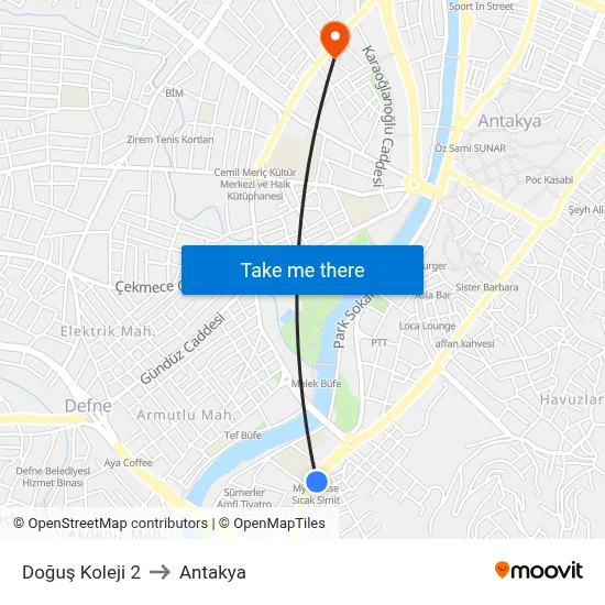 Doğuş Koleji 2 to Antakya map