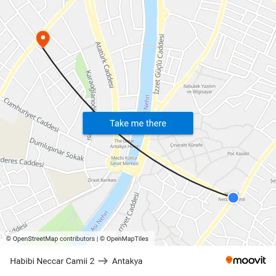 Habibi Neccar Camii 2 to Antakya map