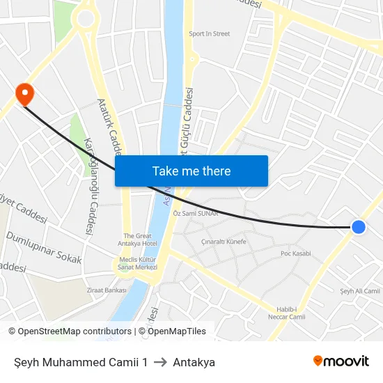 Şeyh Muhammed Camii 1 to Antakya map