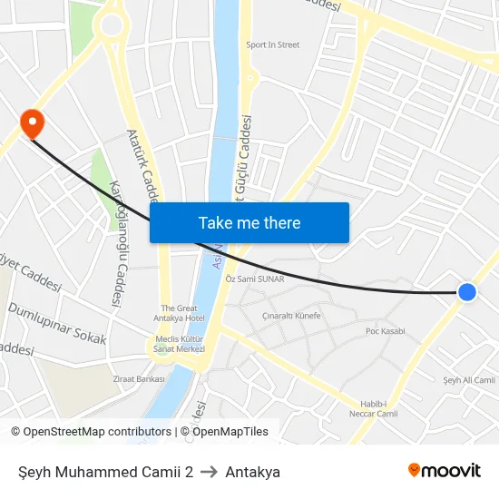 Şeyh Muhammed Camii 2 to Antakya map