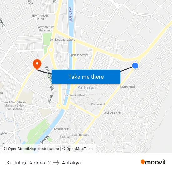 Kurtuluş Caddesi 2 to Antakya map