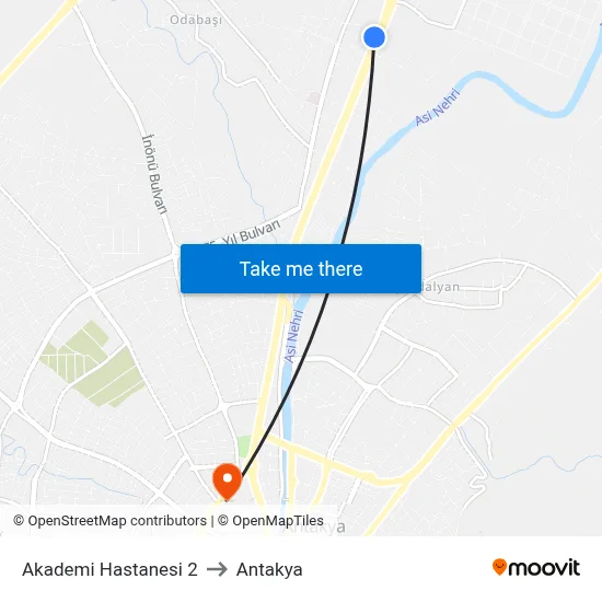 Akademi Hastanesi 2 to Antakya map