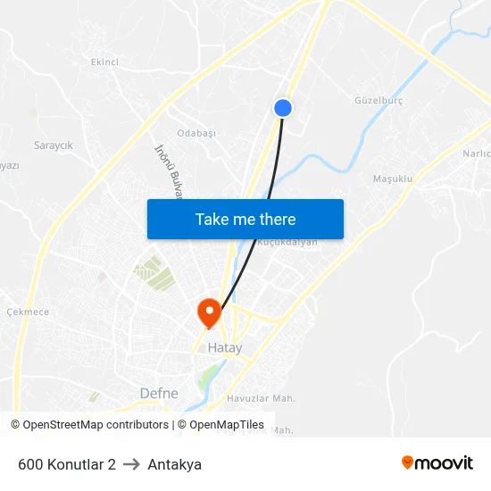 600 Konutlar 2 to Antakya map