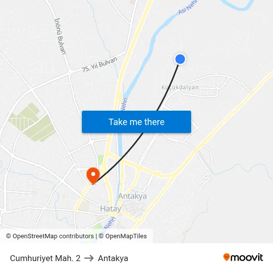 Cumhuriyet Mah. 2 to Antakya map
