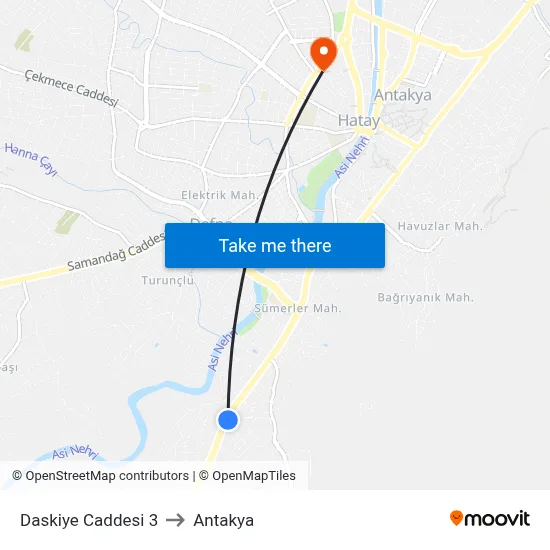 Daskiye Caddesi 3 to Antakya map