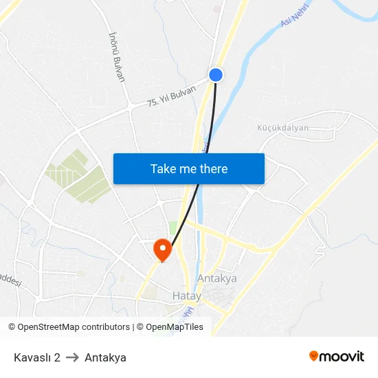 Kavaslı 2 to Antakya map