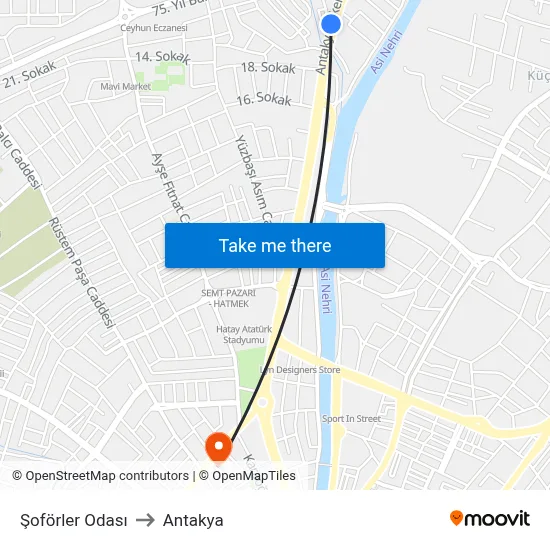 Şoförler Odası to Antakya map