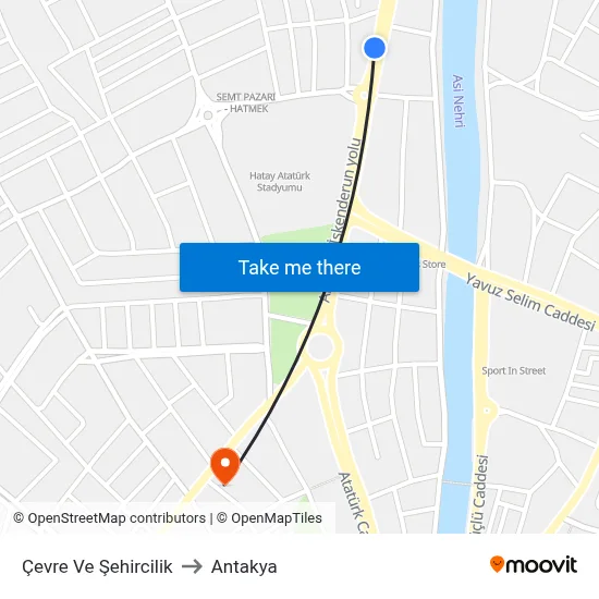Çevre Ve Şehircilik to Antakya map