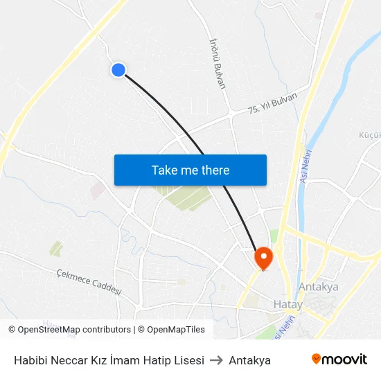 Habibi Neccar Kız İmam Hatip Lisesi to Antakya map