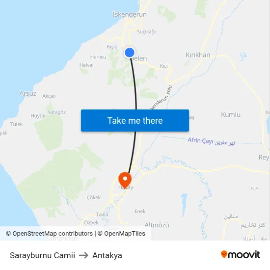 Sarayburnu Camii to Antakya map
