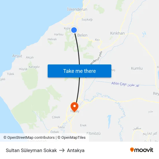 Sultan Süleyman Sokak to Antakya map