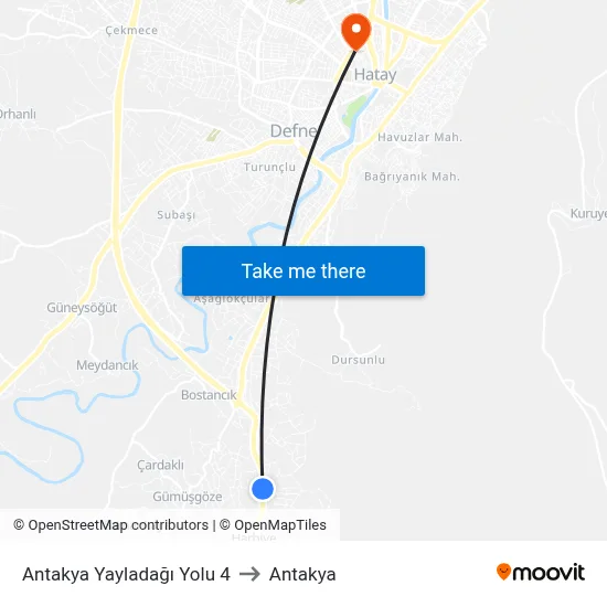 Antakya Yayladağı Yolu 4 to Antakya map