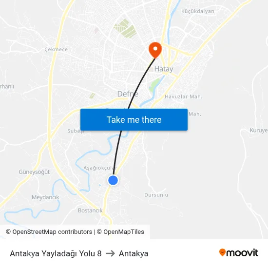 Antakya Yayladağı Yolu 8 to Antakya map