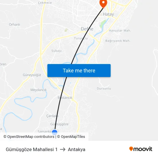 Gümüşgöze Mahallesi 1 to Antakya map