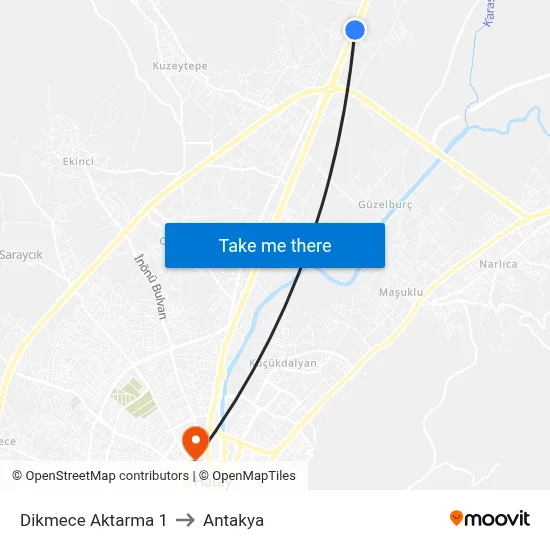 Dikmece Aktarma 1 to Antakya map