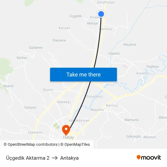 Üçgedik Aktarma 2 to Antakya map