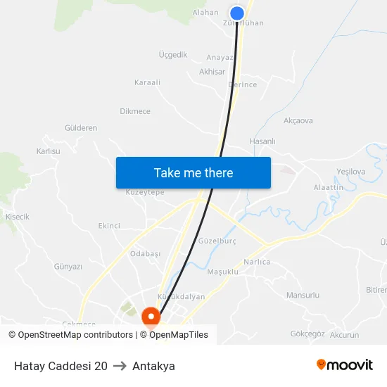Hatay Caddesi 20 to Antakya map