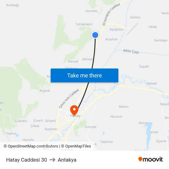 Hatay Caddesi 30 to Antakya map