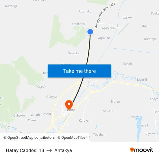 Hatay Caddesi 13 to Antakya map