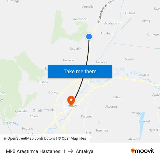 Mkü Araştırma Hastanesi 1 to Antakya map