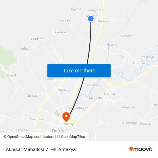 Akhisar Mahallesi 2 to Antakya map