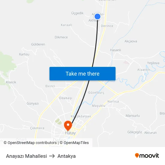 Anayazı Mahallesi to Antakya map