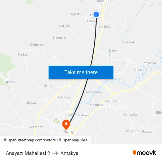 Anayazı Mahallesi 2 to Antakya map