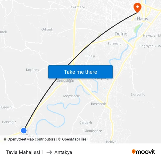 Tavla Mahallesi 1 to Antakya map