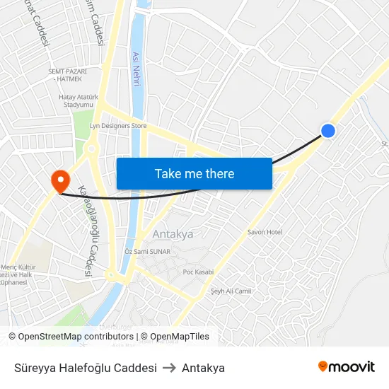Süreyya Halefoğlu Caddesi to Antakya map