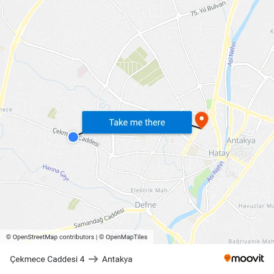 Çekmece Caddesi 4 to Antakya map
