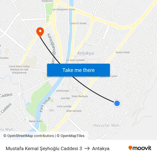 Mustafa Kemal Şeyhoğlu Caddesi 3 to Antakya map