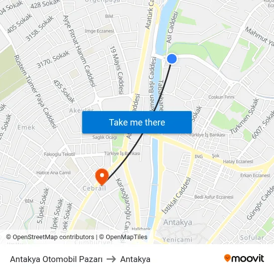 Antakya Otomobil Pazarı to Antakya map