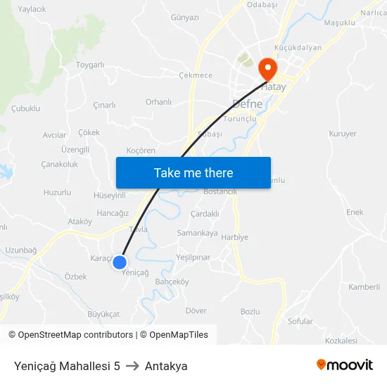 Yeniçağ Mahallesi 5 to Antakya map