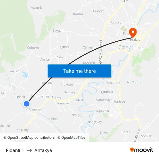Fidanlı 1 to Antakya map