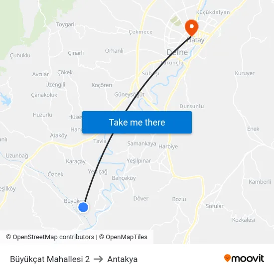 Büyükçat Mahallesi 2 to Antakya map