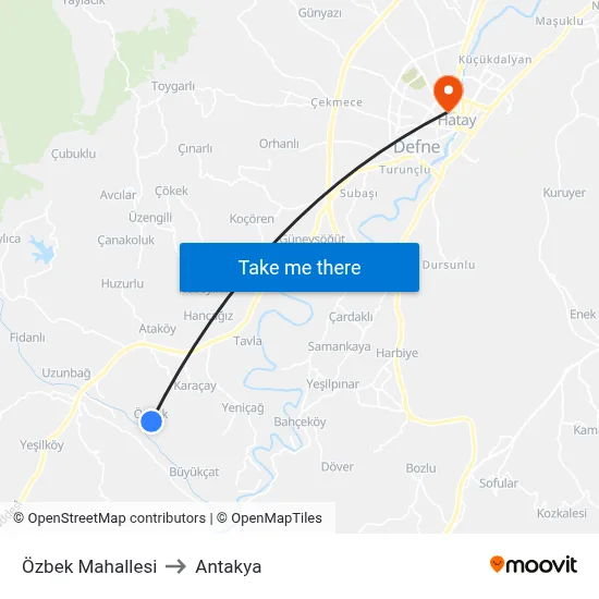 Özbek Mahallesi to Antakya map