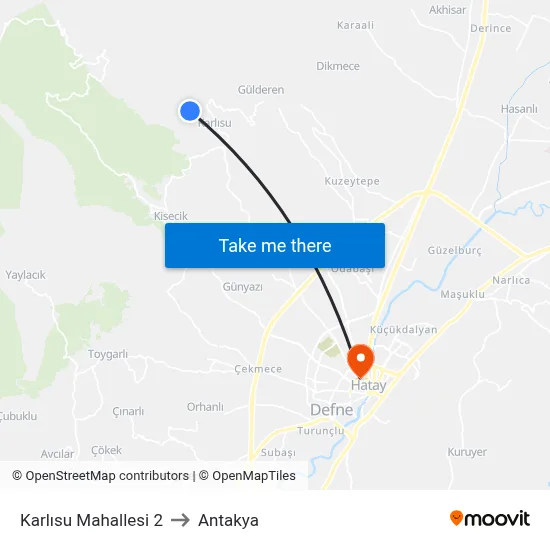 Karlısu Mahallesi 2 to Antakya map
