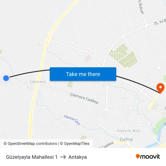 Güzelyayla Mahallesi 1 to Antakya map