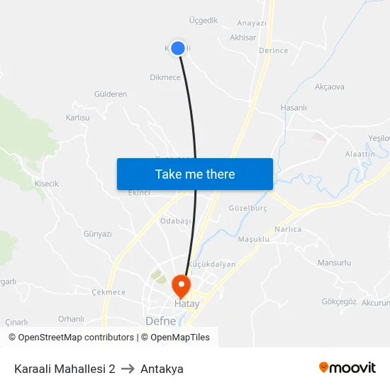 Karaali Mahallesi 2 to Antakya map