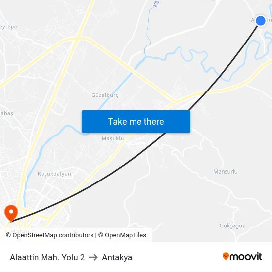Alaattin Mah. Yolu 2 to Antakya map