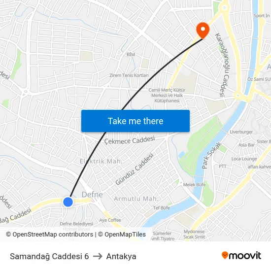 Samandağ Caddesi 6 to Antakya map